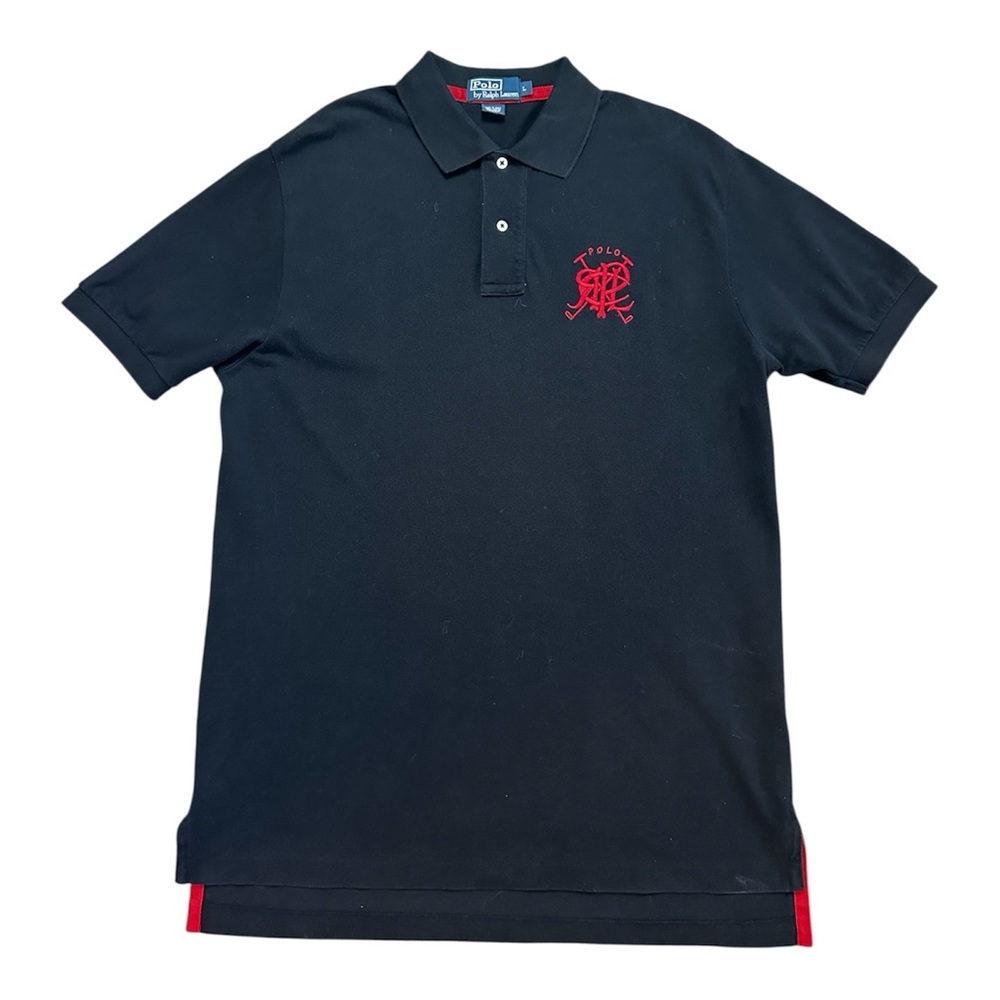 VTG Polo by Ralph Lauren Crossed Mallet RPLC Logo Black Polo Shirt Men’s Sz L
